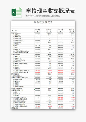 学校管理现金收支概况表Excel模板