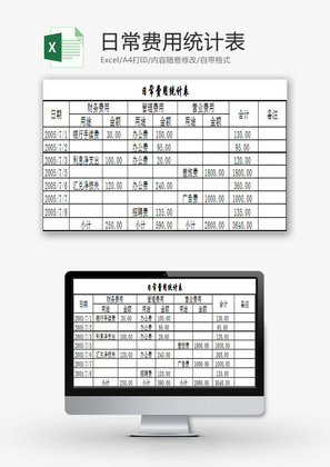 财务报表日常费用统计Excel模板