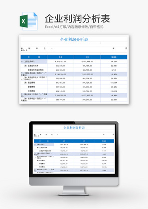 企业利润分析表Excel模板