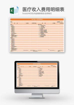 医疗收入费用明细表Excel模板