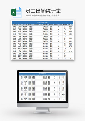 员工出勤统计表Excel模板
