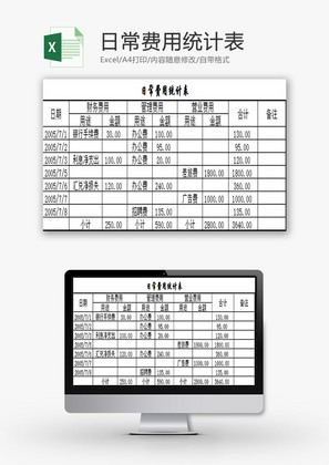 日常办公日常费用统计系统Excel模板