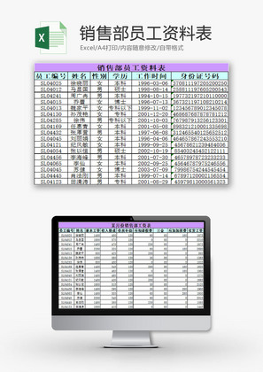 行政管理销售部员工资料表Excel模板