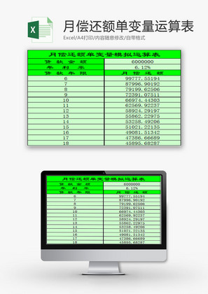 日常办公单变量模拟运算表Excel模板
