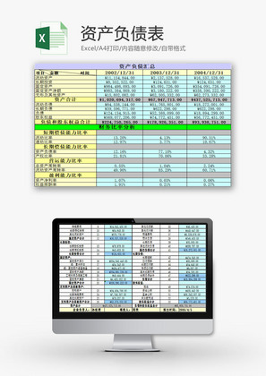 财务报表资产负债总表Excel模板