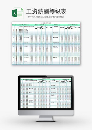 日常办公工资薪酬等级表Excel模板