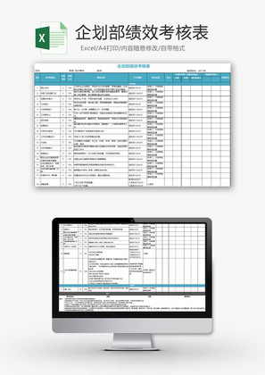 行政管理企划部绩效考核表Excel模板