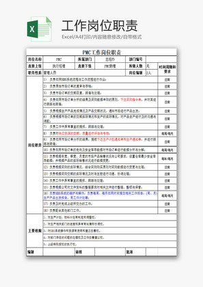 行政管理工作岗位职责Excel模板