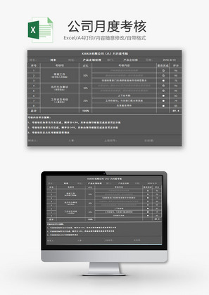 行政管理公司月度考核Excel模板