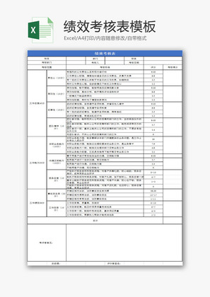 行政管理绩效考核表模板Excel模板