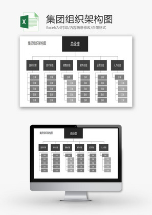 日常办公集团组织架构图表Excel模板