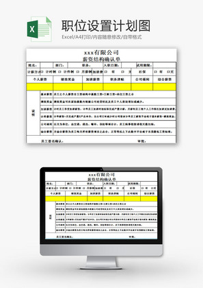 行政管理薪资结构确认单Excel模板