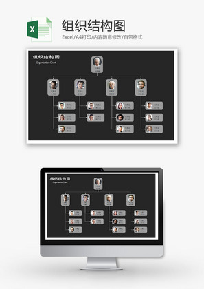 日常办公组织结构图表Excel模板