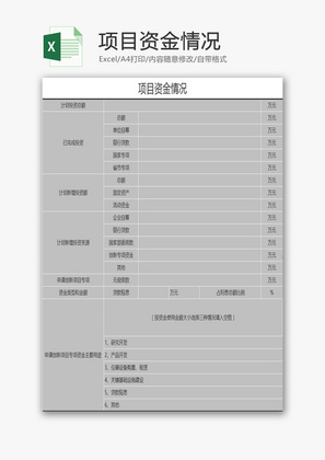 项目资金情况EXCEL模板