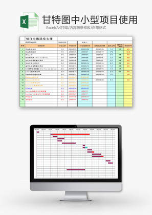 行政管理甘特图小型项目管理Excel模板