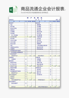 财务报表商品流通企业会计Excel模板