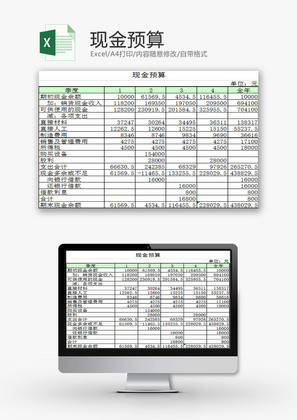 财务报表现金预算表Excel模板