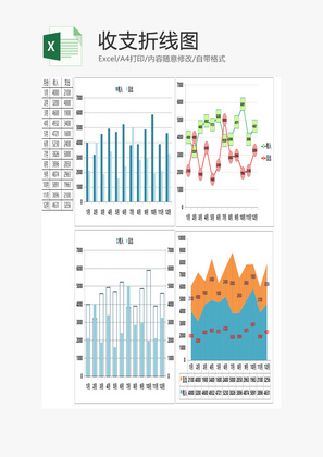 收支折线图EXCEL模板