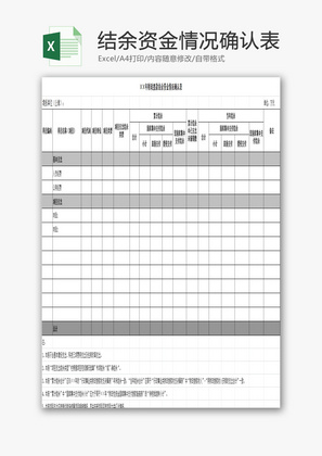 财政拨款资金情况确认表EXCEL模板