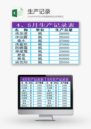 日常办公生产记录Excel模板