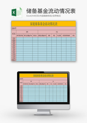 财务报表储备基金流动情况表Excel模板