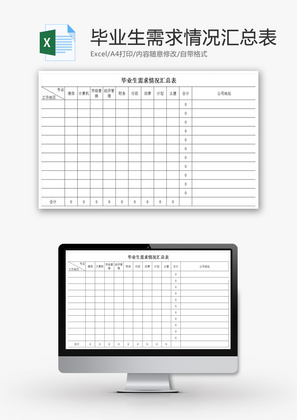 毕业生需求情况汇总表EXCEL模板