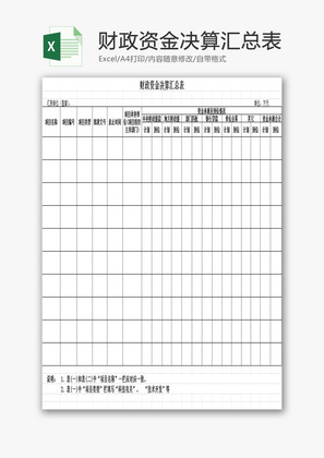 财政资金决算汇总表EXCEL模板