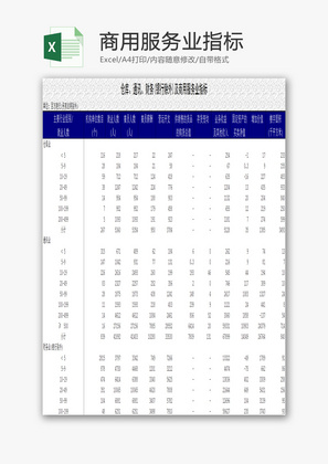 商用服务业指标EXCEL模板