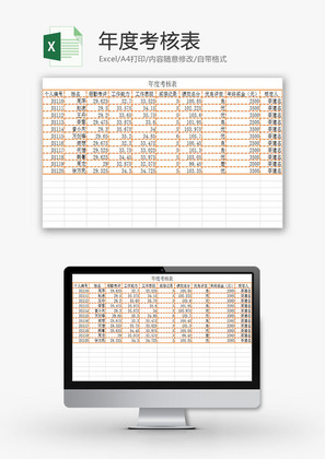 行政管理年度考核表Excel模板