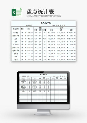 行政管理盘点统计表Excel模板