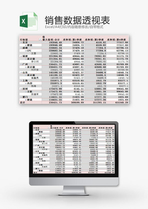 日常办公销售数据透视表Excel模板