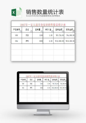 日常办公销售数量统计表Excel模板