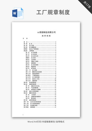 工厂规章制度-员工手册Word文档