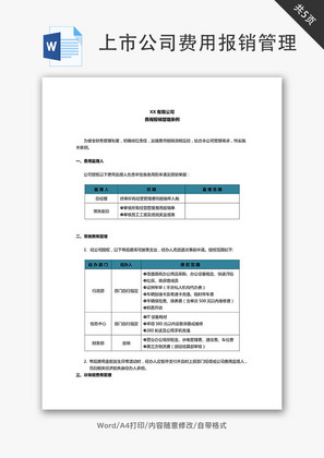 上市公司费用报销管理条例Word文档