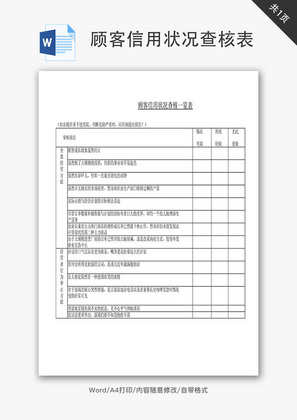 顾客信用状况查核一览表Word文档