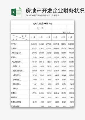 房地产开发企业财务状况EXCEL模板