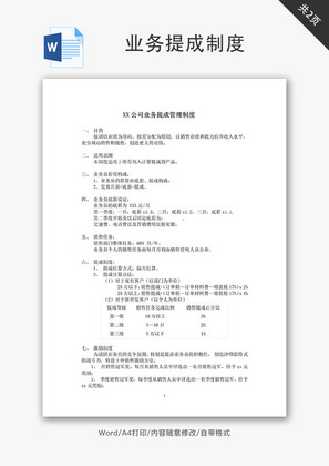 业务提成制度Word文档