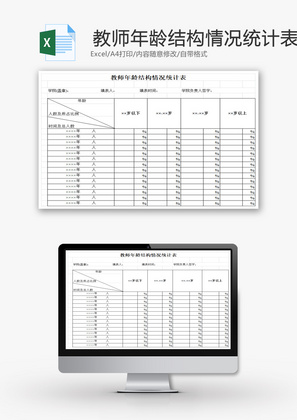 学院教师年龄结构情况统计表EXCEL模板