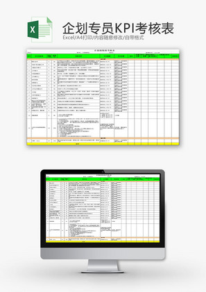 人力资源企划专员KPI考核Excel模板