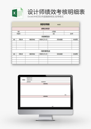 人力资源设计师绩效考核表Excel模板