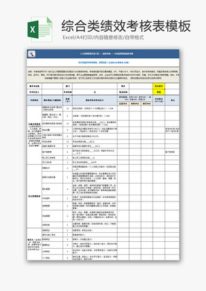 人力资源综合类绩效考核表Excel模板