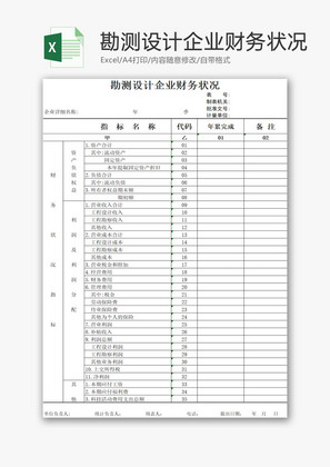 勘测设计企业财务状况EXCEL模板