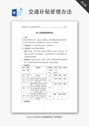 交通补贴管理办法Word文档