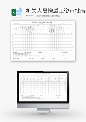 工作人员增减工资审批表EXCEL模板