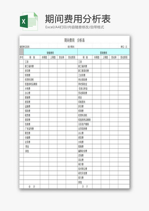 期间费用分析表EXCEL模板