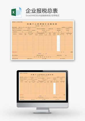 企业报税总表EXCEL模板