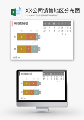 XX公司销售地区分布图EXCEL模板