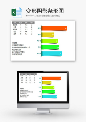 变形阴影条形图EXCEL模板