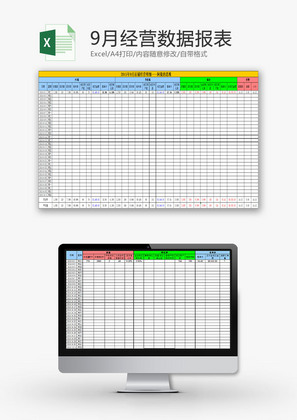 日常办公月度经营数据报表Excel模板