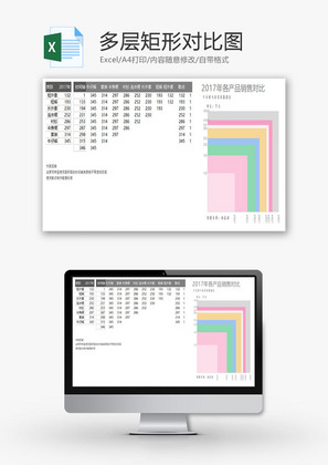 多层矩形对比图EXCEL模板